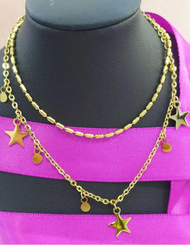LOTUS STYLE STAINLESS STEEL NECKLACE 